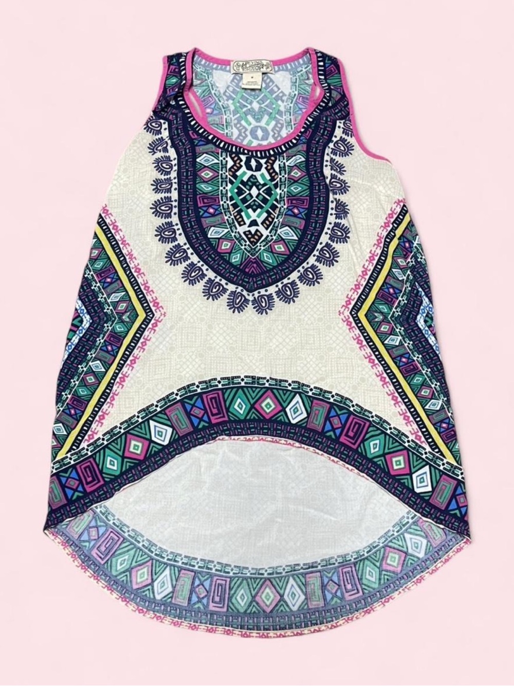 Flying Tomato Multicolor Geometric Print Tank Top
